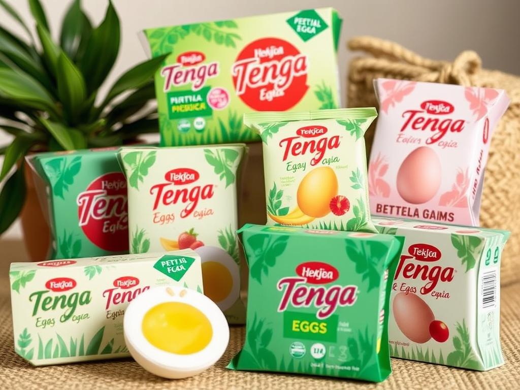 Collection of Tenga Eggs showing variety and packaging
