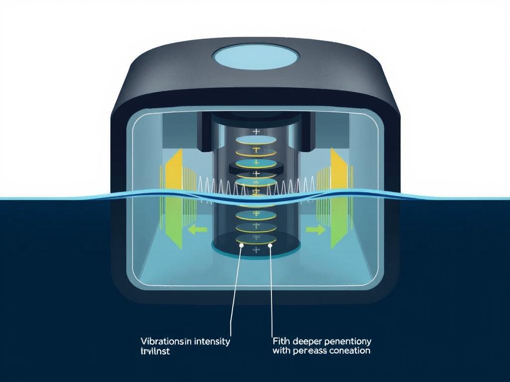 Illustration of the Lovense Calor's depth sensor technology showing how vibrations intensify with deeper penetration