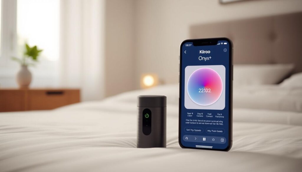 Kiiroo Onyx+ connected to smartphone showing the FeelConnect app