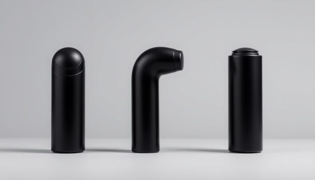 Lovense Calor masturbator shown from multiple angles highlighting its sleek black design and compact form factor