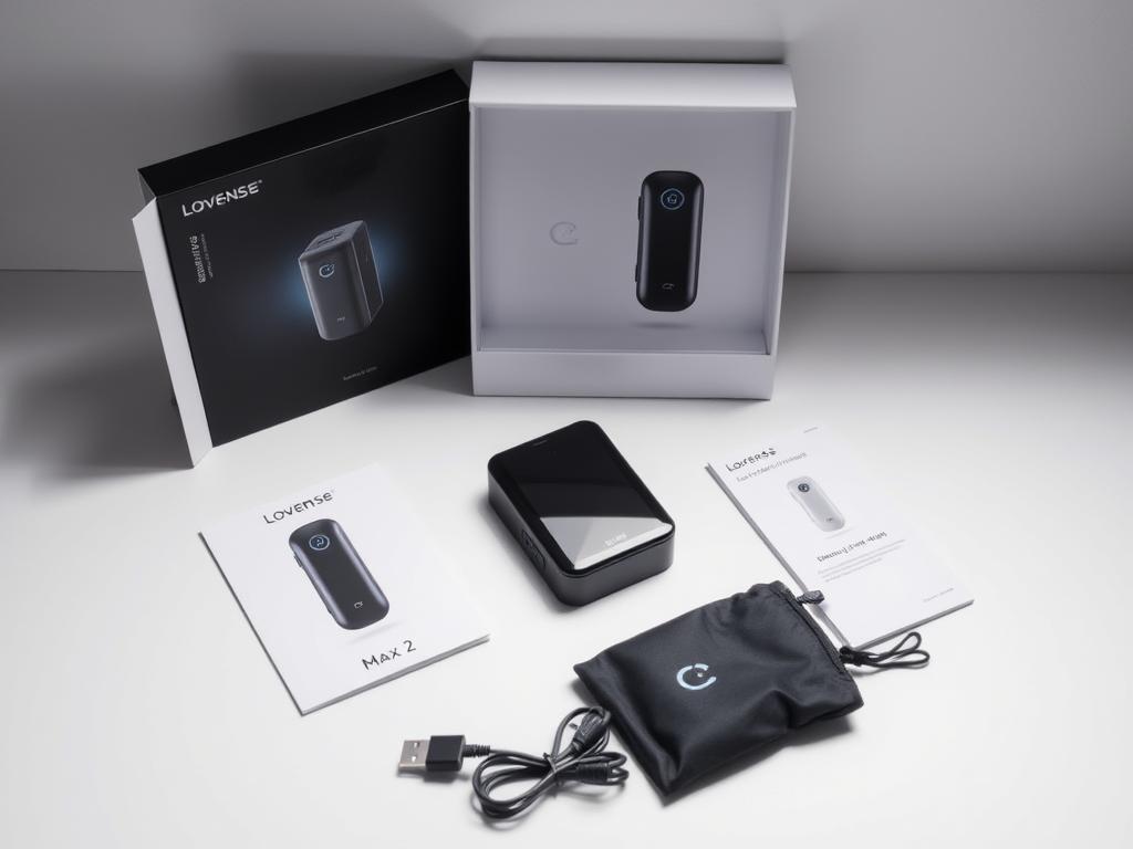 Lovense Max 2 unboxing showing the product box, device, and included accessories