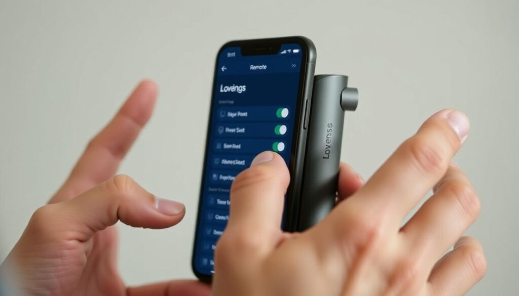 Person holding Lovense Max 2 while using the smartphone app to adjust settings